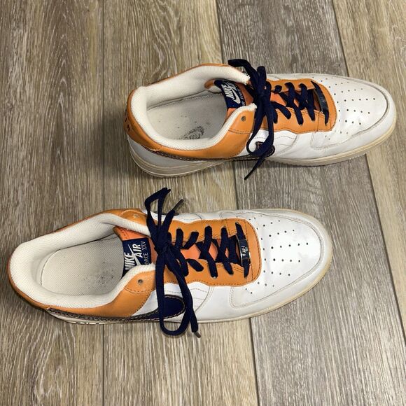 Nike Air Force 1s Mens US Size 9.5 Low White Orange Blue AF1 82 317295-841 Shoes - Picture 2 of 11